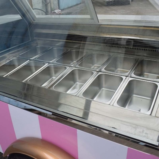 Terbaik menjual bergerak karat es krim paparan menolak beku troli 