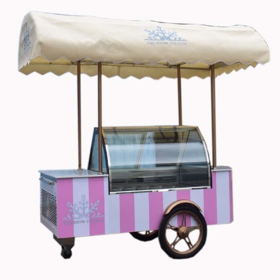 Terbaik menjual bergerak karat es krim paparan menolak beku troli 