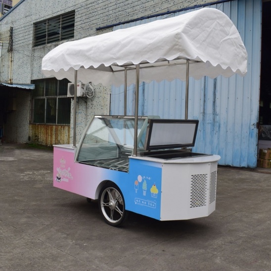 Komersial high quality elektrik supermarket menolak es krim troli 